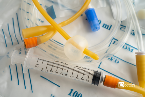 Sonda con palloncino e strumenti utilizzati per l’esecuzione della manometria anorettale.