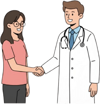 Illustrazione medico e paziente